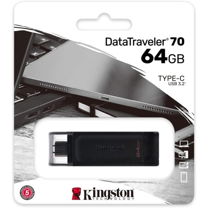 Pen Drive 64GB Kingston USB-C 3.1 Black | InfoChen Canarias