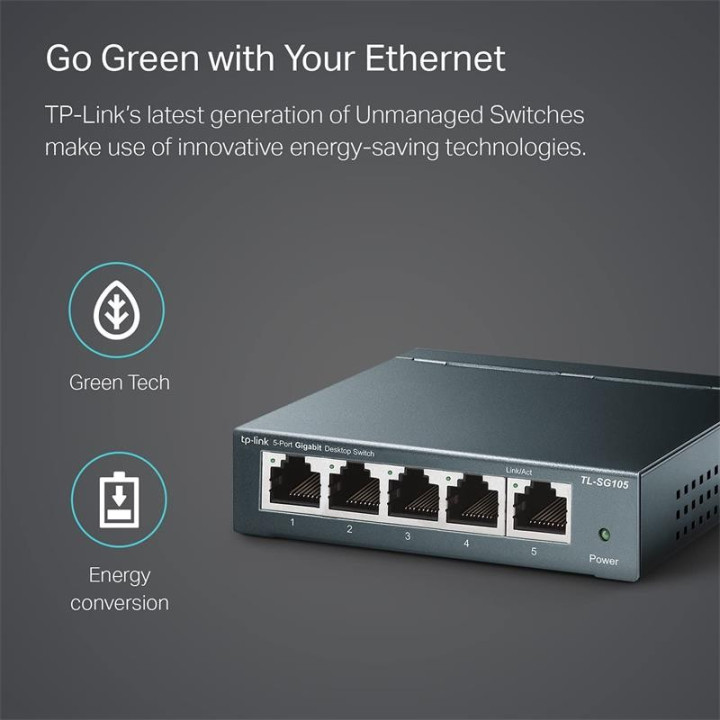 Switch Tp-Link TL-SG105S Gigabit 5 Puertos Metalico | InfoChen