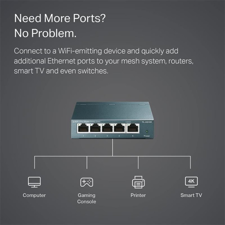 Switch Tp-Link TL-SG105S Gigabit 5 Puertos Metalico | InfoChen