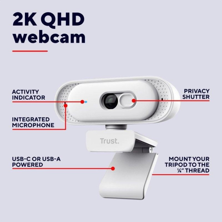 Webcam Trust Tomar 2K Qhd USB White | InfoChen Canarias