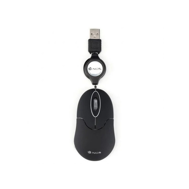 Raton Ngs Sinblack USB Optico Retractil Black | InfoChen Canarias