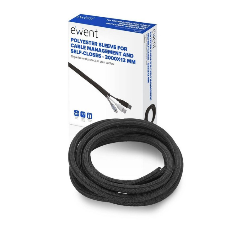 Organizador De Cable Ewent 13MM 3M Black | InfoChen Canarias
