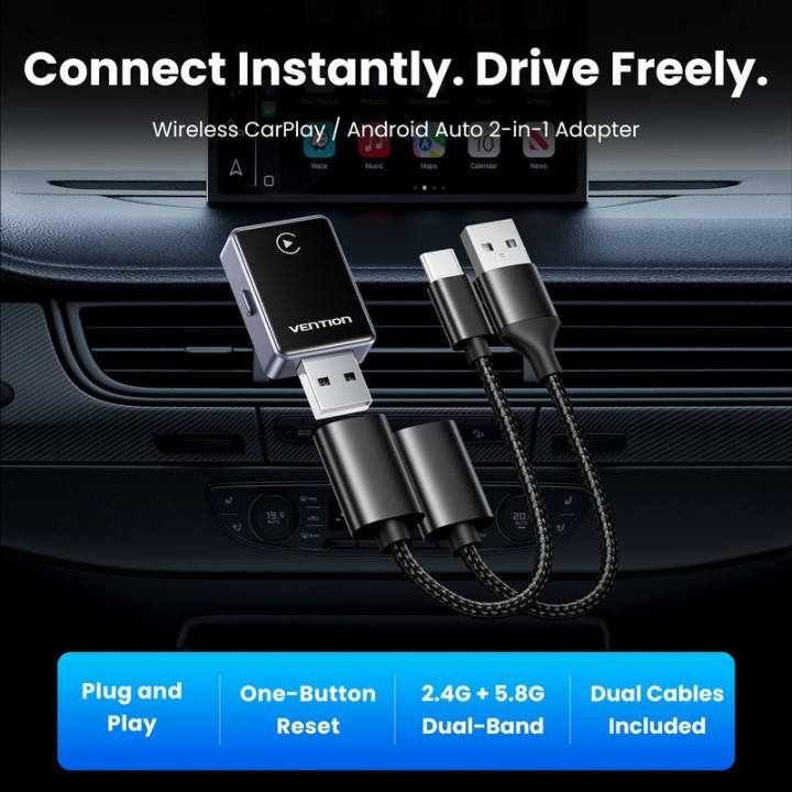 Adaptador Carplay/android Auto Coche Vention Wireless | InfoChen