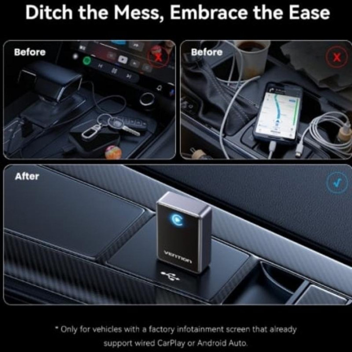 Adaptador Carplay/android Auto Coche Vention Wireless | InfoChen