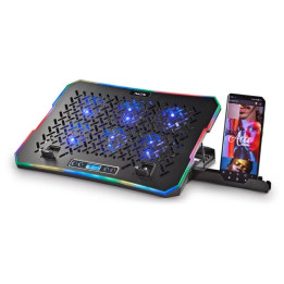 Soporte + Ventilador Notebook Ngs Herostand RGB Black + Soporte