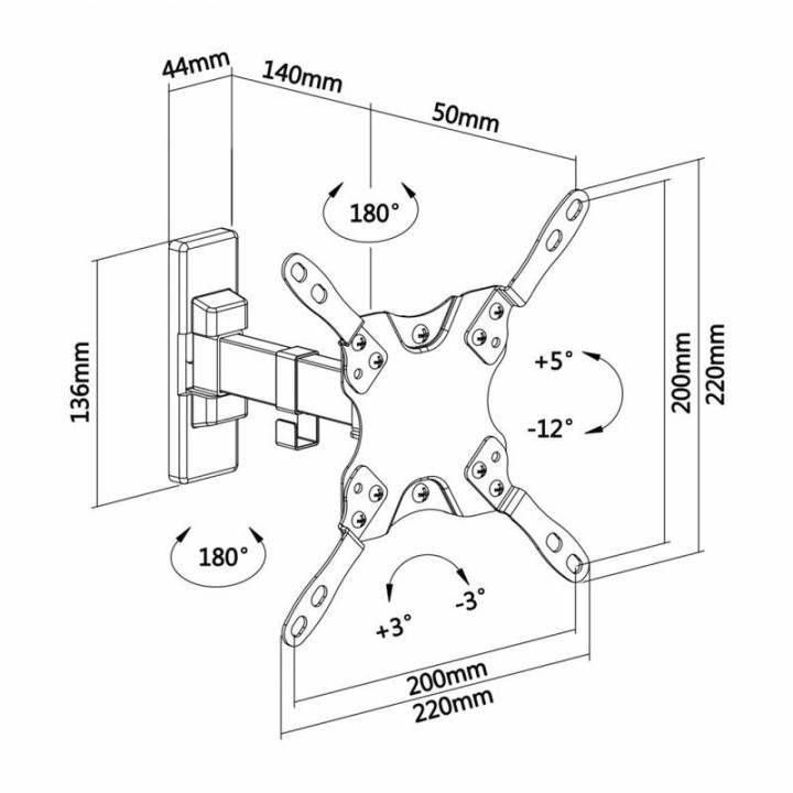 Soporte Pared TV Monitor Aisens 13-42 20KG Black | InfoChen