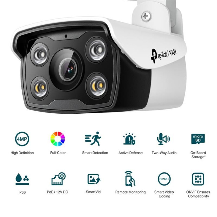 Cámara IP Tp-Link Vigi Bullet Exterior Microsd 4MP 2.8MM Ir 30M