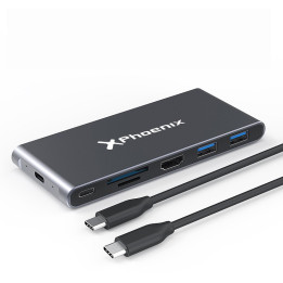 Caja Externa Phoenix M.2 SSD Sata M2 USB-C + Hub 7EN1