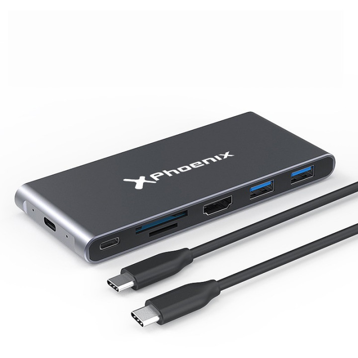 Caja Externa Phoenix M.2 SSD Sata M2 USB-C + Hub 7EN1