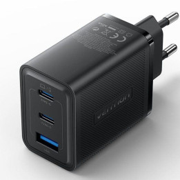 Cargador Pared Vention X2USB-C USB-A 65W Black | InfoChen
