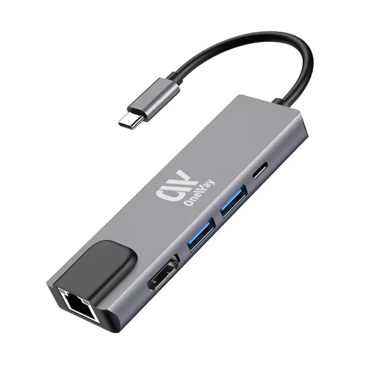 Dock Hub Oneway USB-C 5 En 1 HDMI/RJ45/USB 3.0/USB-C Pd Silver |