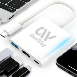 Dock Hub Oneway USB-C 3 En 1 HDMI 4K/USB 3.0/USB-C Silver |