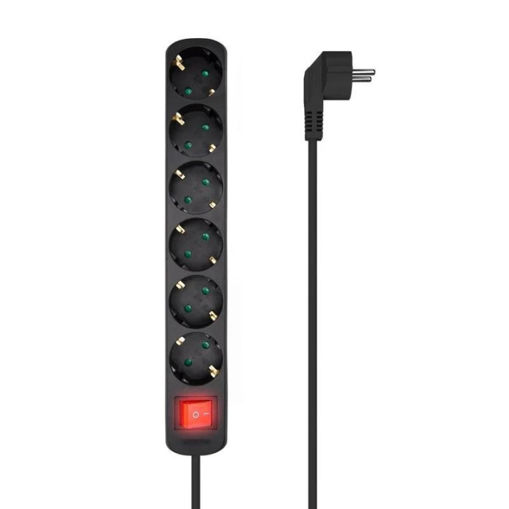 Regleta Aisens 6 Schukos Proteccion Interruptor 1,4M Black |