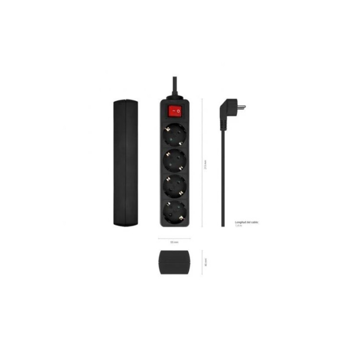 Regleta Aisens 4 Schukos Proteccion Interruptor 1,4M Black |