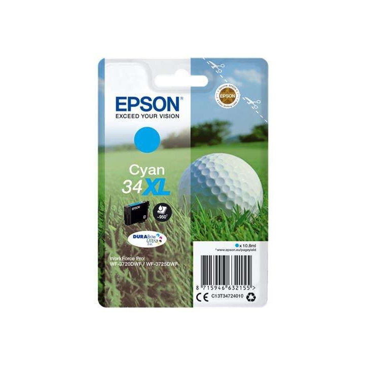 Tinta Epson C13T34724010 Cyan 34XL Durabrite Ultra T3472 |