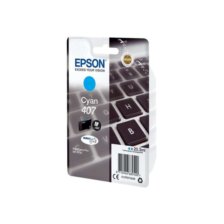 Tinta Epson C13T07U240 L T07U2 Cyan WF-4745DTWF 407L | InfoChen