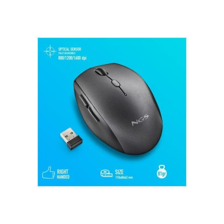 Raton Ngs Bee Black Ergonomico Wireless Silent Black | InfoChen