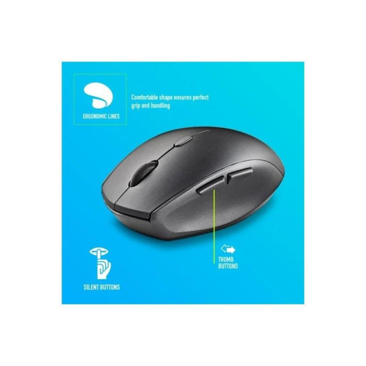 Raton Ngs Bee Black Ergonomico Wireless Silent Black | InfoChen