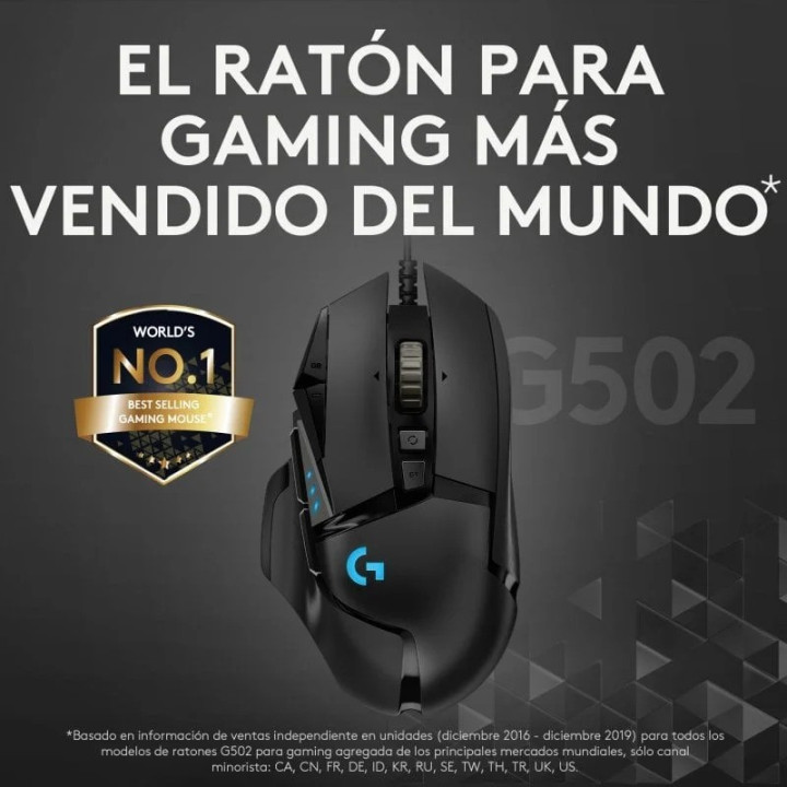 Raton Gaming Logitech G502 Hero Optico USB RGB Black | InfoChen