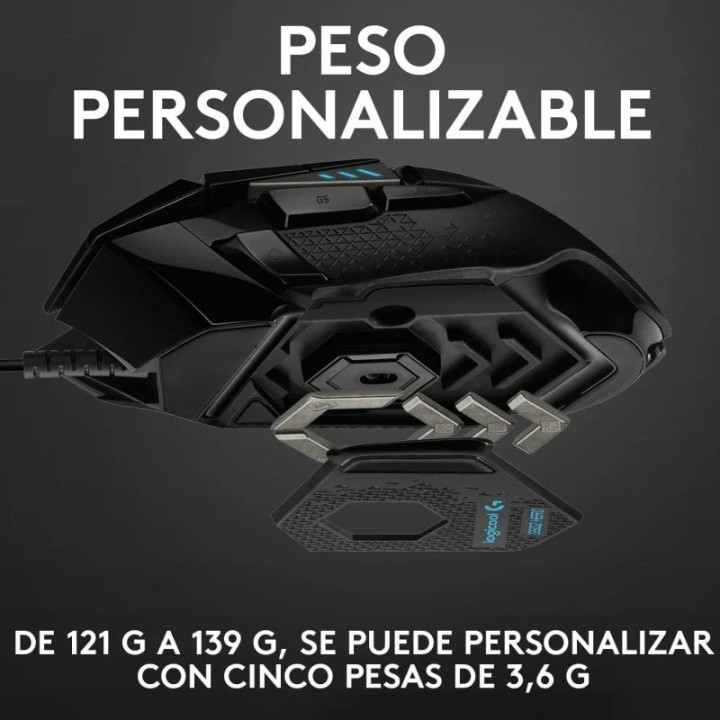Raton Gaming Logitech G502 Hero Optico USB RGB Black | InfoChen