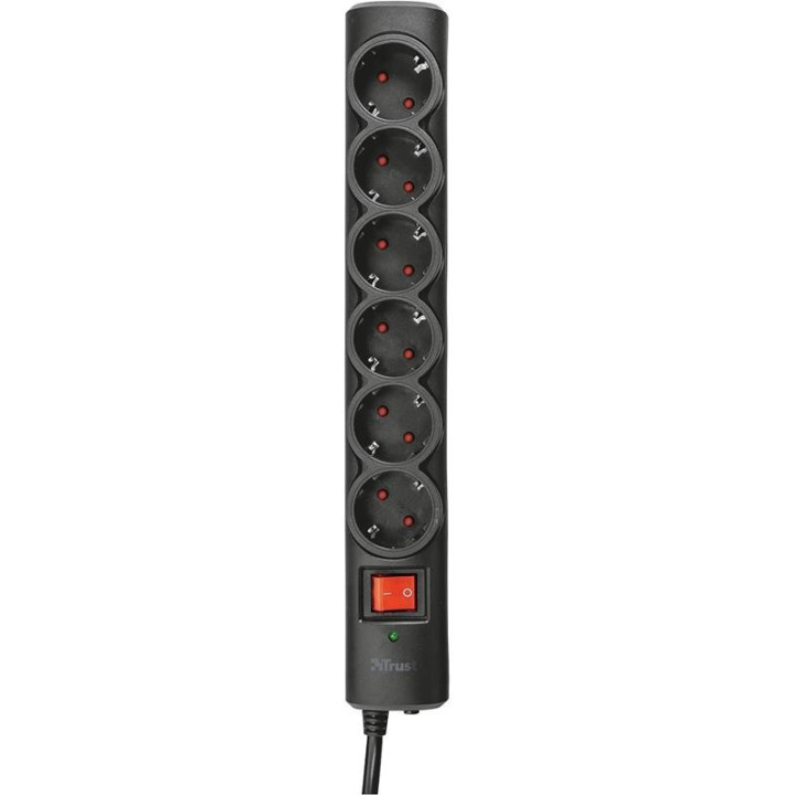 Regleta Trust 6 Schukos Interruptor 1,8M Black | InfoChen