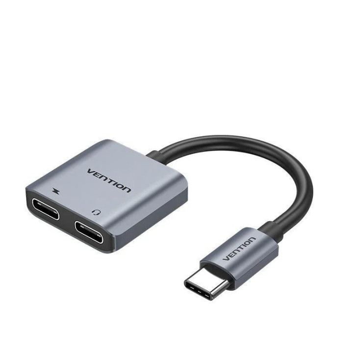 Cable Conversor Vention USB-C/m - 2X USB-C/h Audio/carga Grey |
