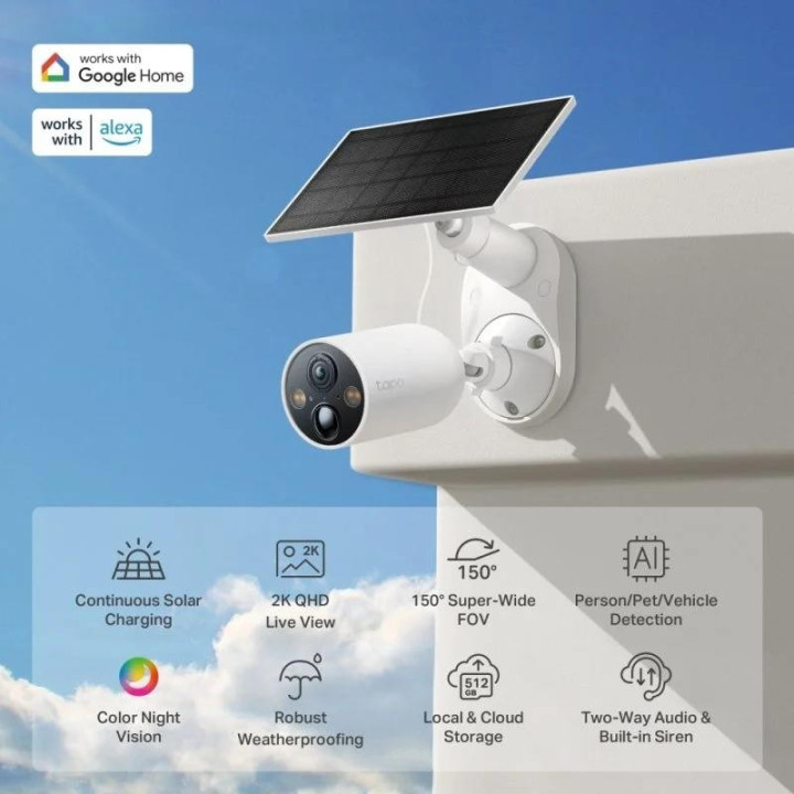 Cámara IP Tp-Link Tapo C425 2K Qhd IP65 Exterior + Panel Solar |