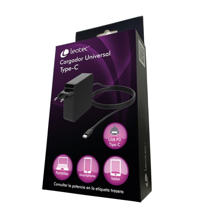 Cargador Portátil Leotec 65W Automatico USB-C Type C | InfoChen