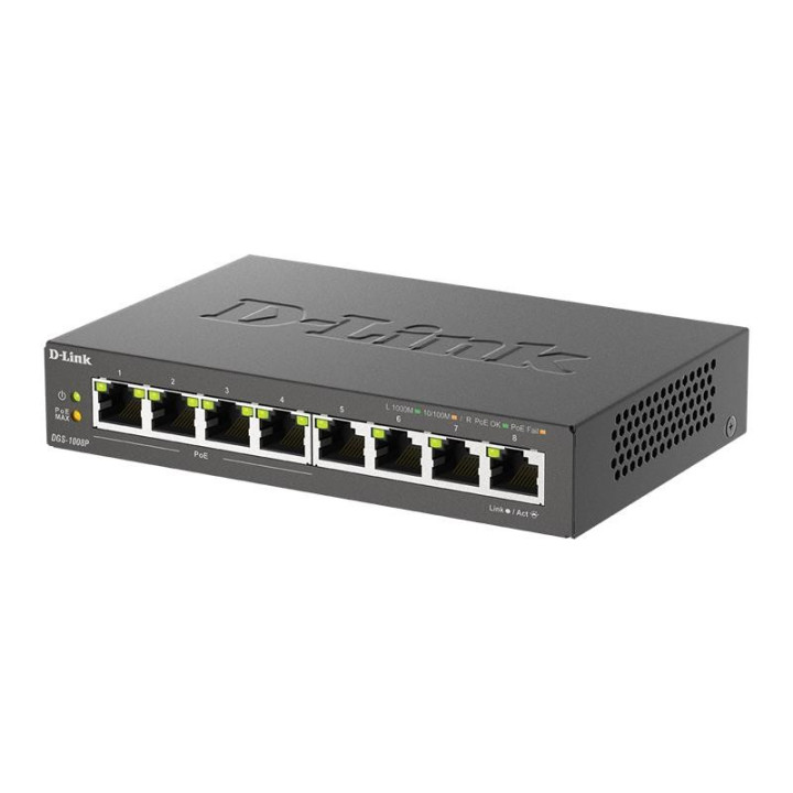 Switch D-Link Gigabit 8 Puertos DGS-1008P/E (4XPOE) | InfoChen