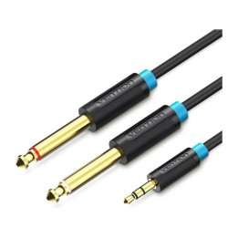 Cable Estereo Vention Jack 3.5/M - 2X Jack 6.5/M 3M Black |
