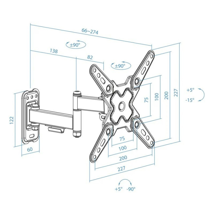Soporte Pared TV Monitor Tooq Extensible/inclinable/giratorio