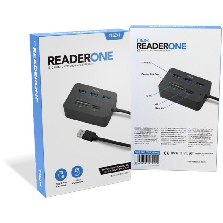 Lector De Tarjetas Nox + Hub USB 3 | InfoChen Canarias