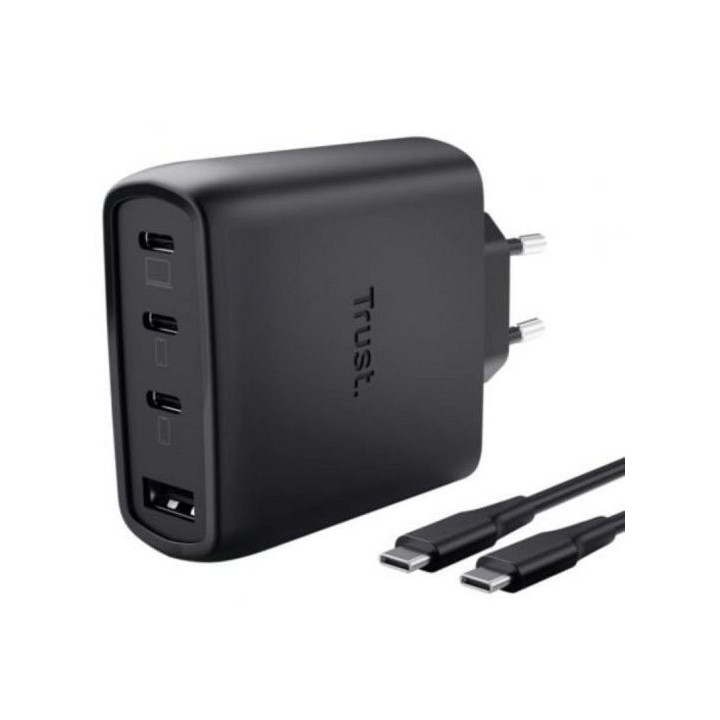 Cargador Trust Maxo 3XUSB-C 1XUSB-A 65W + Cable USB-C 2M Black |