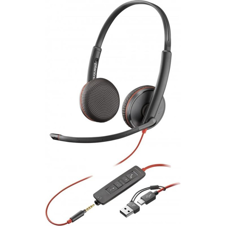 Auricular + Microfono Poly Blackwire 3225 Biaural 3.5MM +