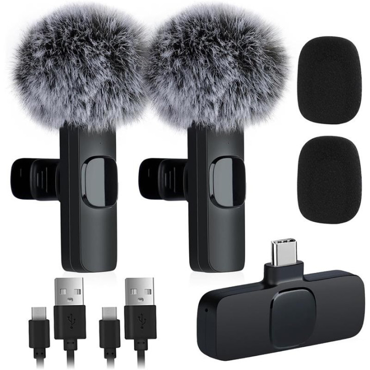 Microfono Receptor Oneway USB C Lavalier 2 Microfonos Pinza