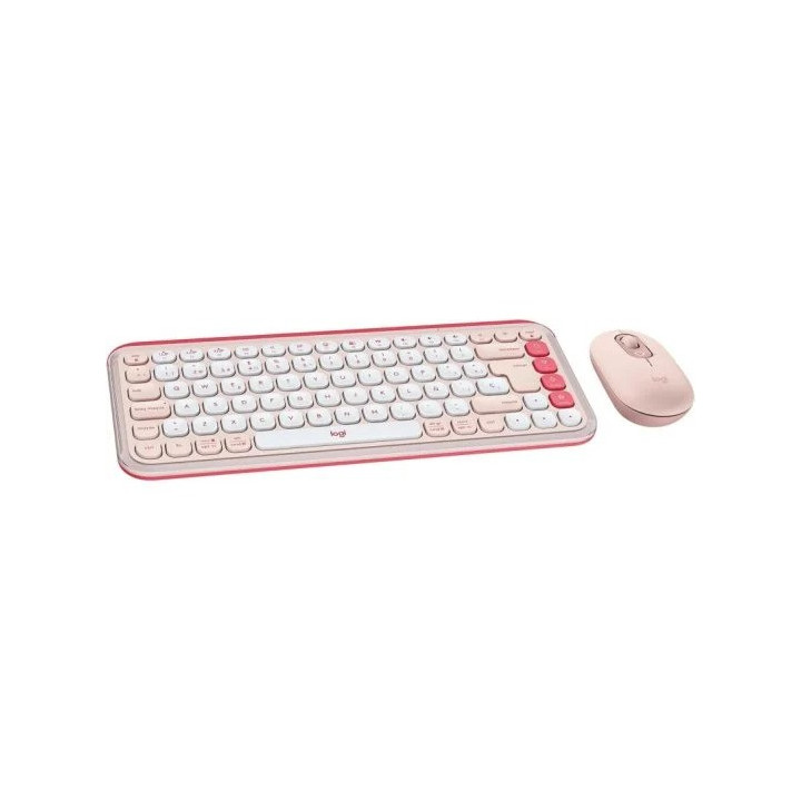 Teclado + Raton Logitech Pop Icon Wireless Rose/white | InfoChen