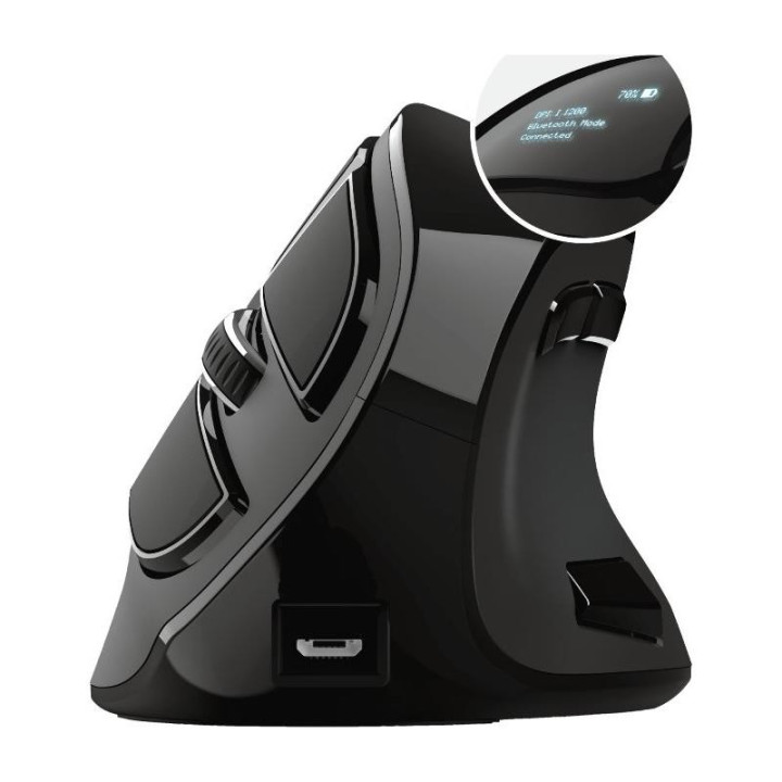 Raton Trust Voxx Ergonomico Wireless 9 Botones Black | InfoChen