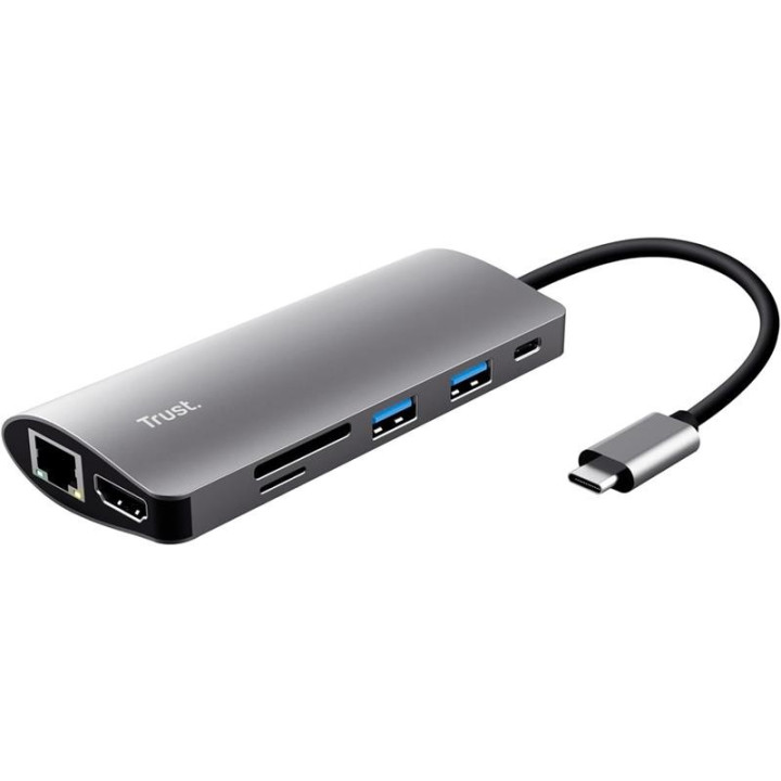 Hub Trust Dalyx USB-C 7 En 1 HDMI USB-C USB Micro Sd RJ45 Silver