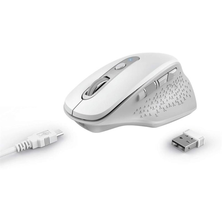 Raton Trust Ozaa Ergonomico Recargable Wireless White | InfoChen