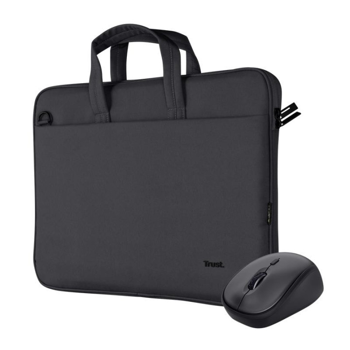 Maletin Trust Bologna 16 Black + Raton Wireless Silent Black |