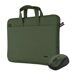 Maletin Trust Bologna 16 Green + Raton Wireless Silent Green |
