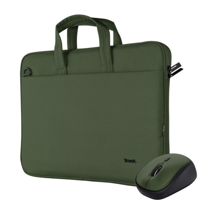 Maletin Trust Bologna 16 Green + Raton Wireless Silent Green |