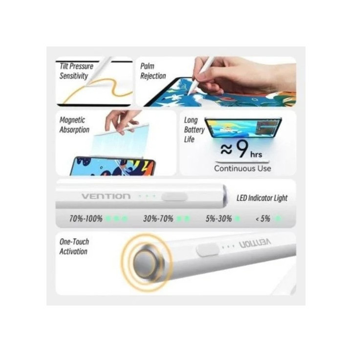 Stylus Pen Vention Apple Aluminio White | InfoChen Canarias
