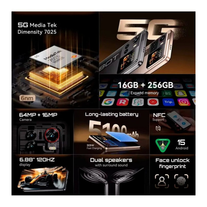 Smartphone Cubot X100 6.88 8GB/256GB/64MPX/5G/NFC Gold | InfoChen