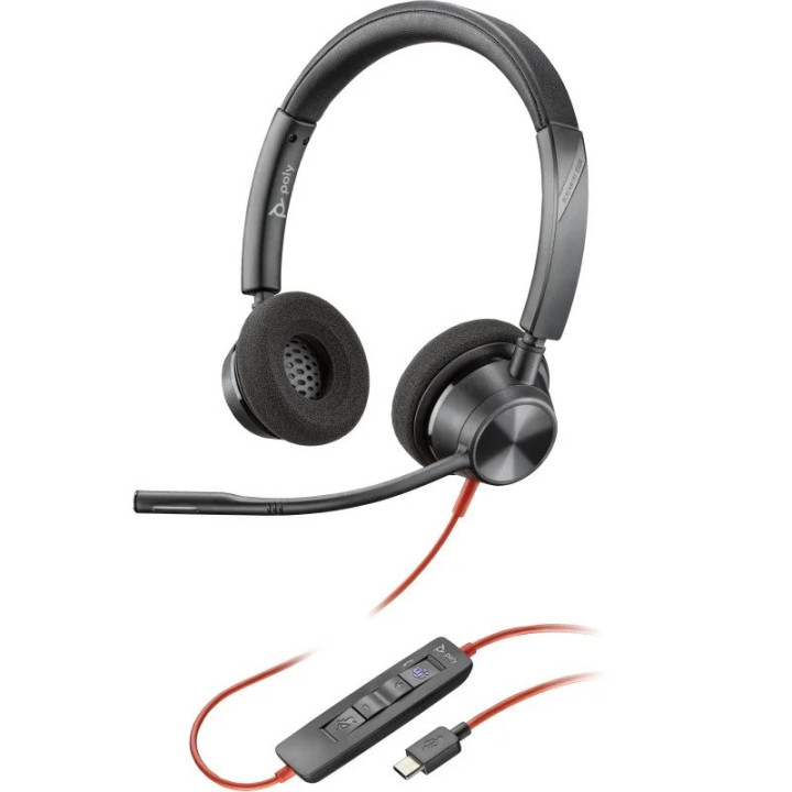Auricular + Microfono Poly Blackwire 3320 Biaural USB-C +