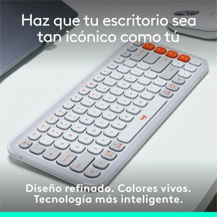 Teclado Logitech Pop Icon Keys Wireless Rose/white | InfoChen