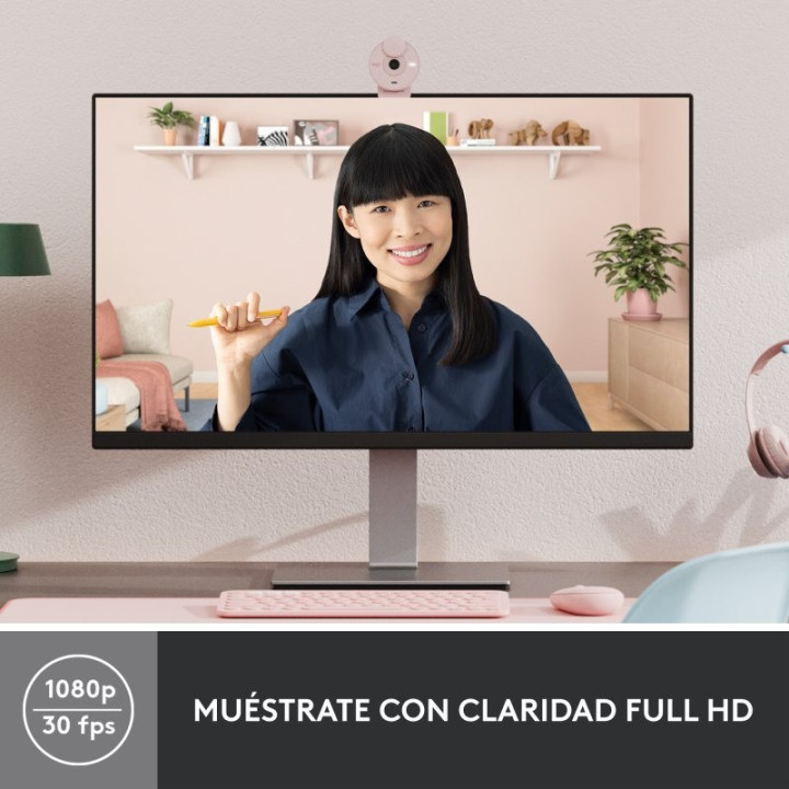 Webcam Logitech Brio 300 Fhd USB-C Rose | InfoChen Canarias