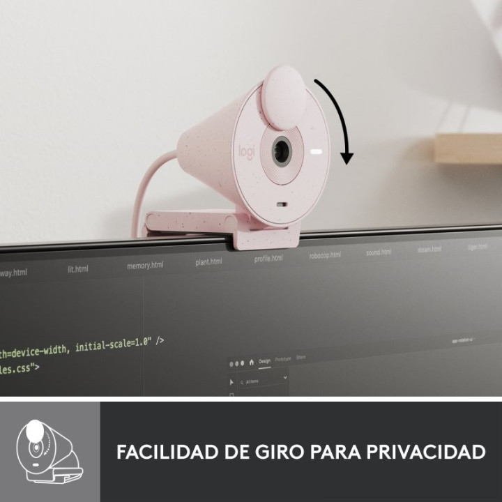 Webcam Logitech Brio 300 Fhd USB-C Rose | InfoChen Canarias