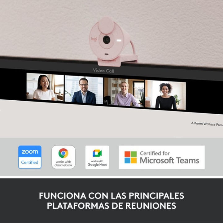 Webcam Logitech Brio 300 Fhd USB-C Rose | InfoChen Canarias