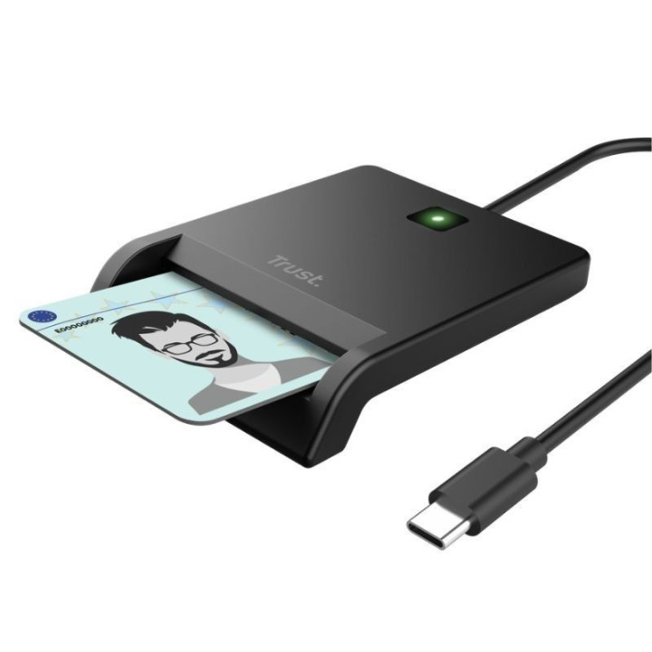 Lector De Tarjetas Dni Trust Primo Dni USB-C/usb-A Black |